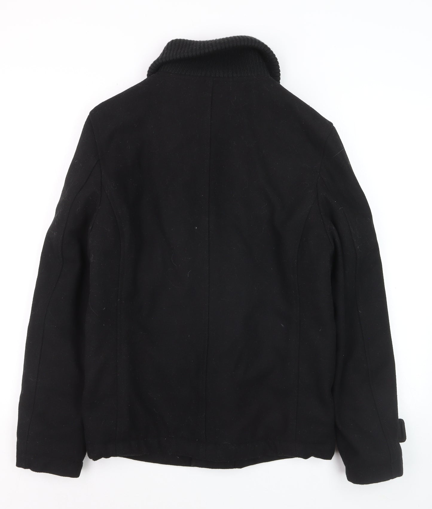 Universal Garments Men Black Wool Bomber Jacket M Mid-Length