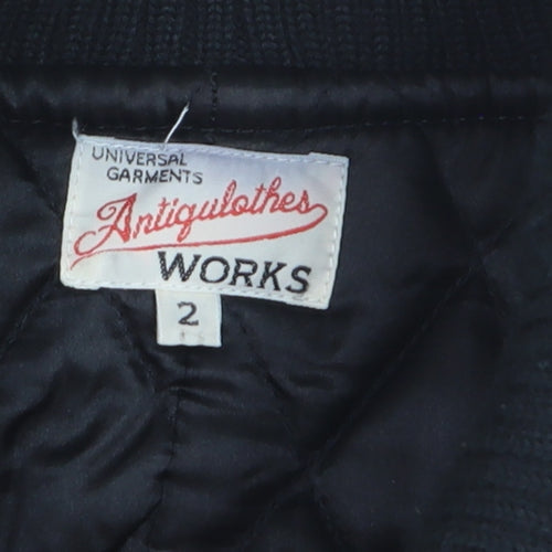 Universal Garments Men Black Wool Bomber Jacket M Mid-Length