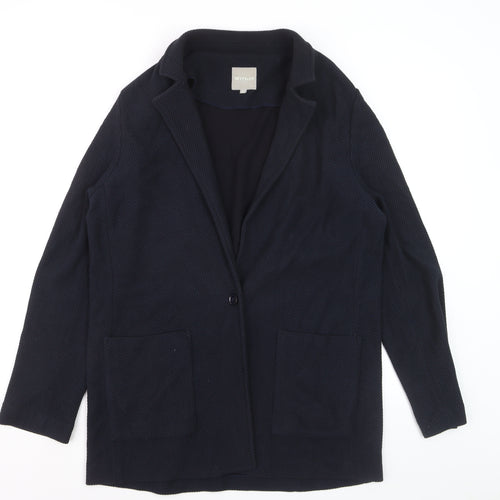 Betty & Co Women's Blue Cotton Blend Mid-Length Blazer M