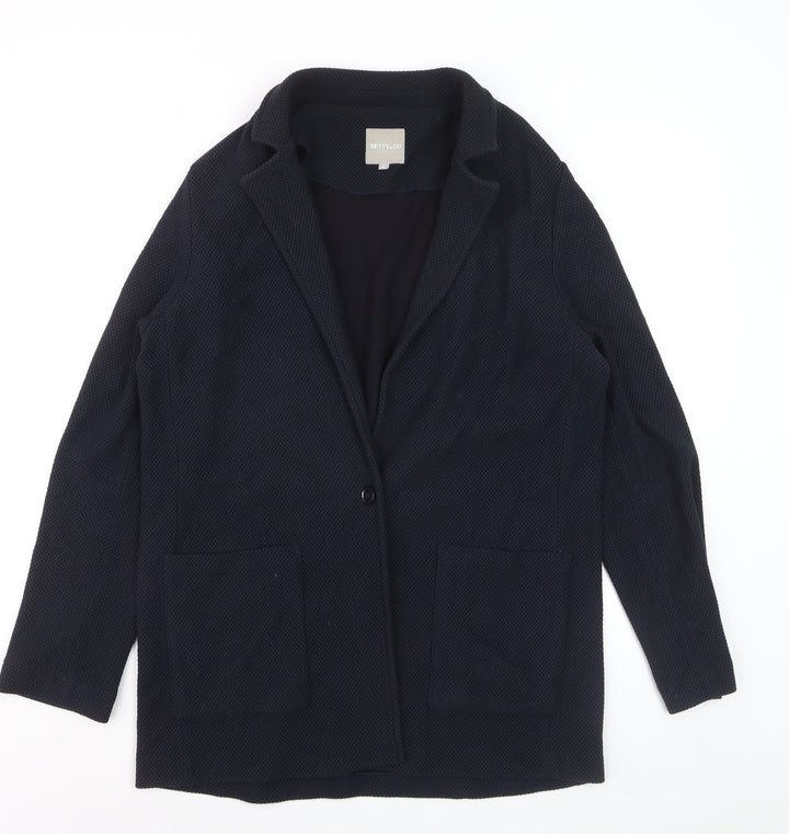 Betty & Co Women's Blue Cotton Blend Mid-Length Blazer M