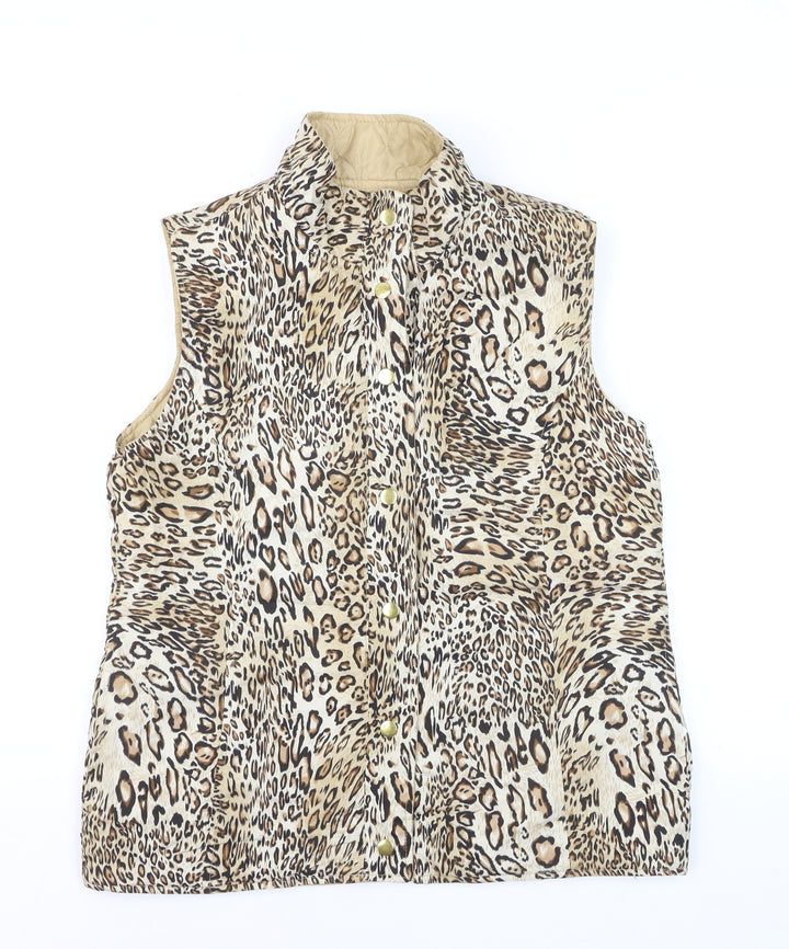 Casual Identity Women's Brown Leopard Print Padded Waistcoat M