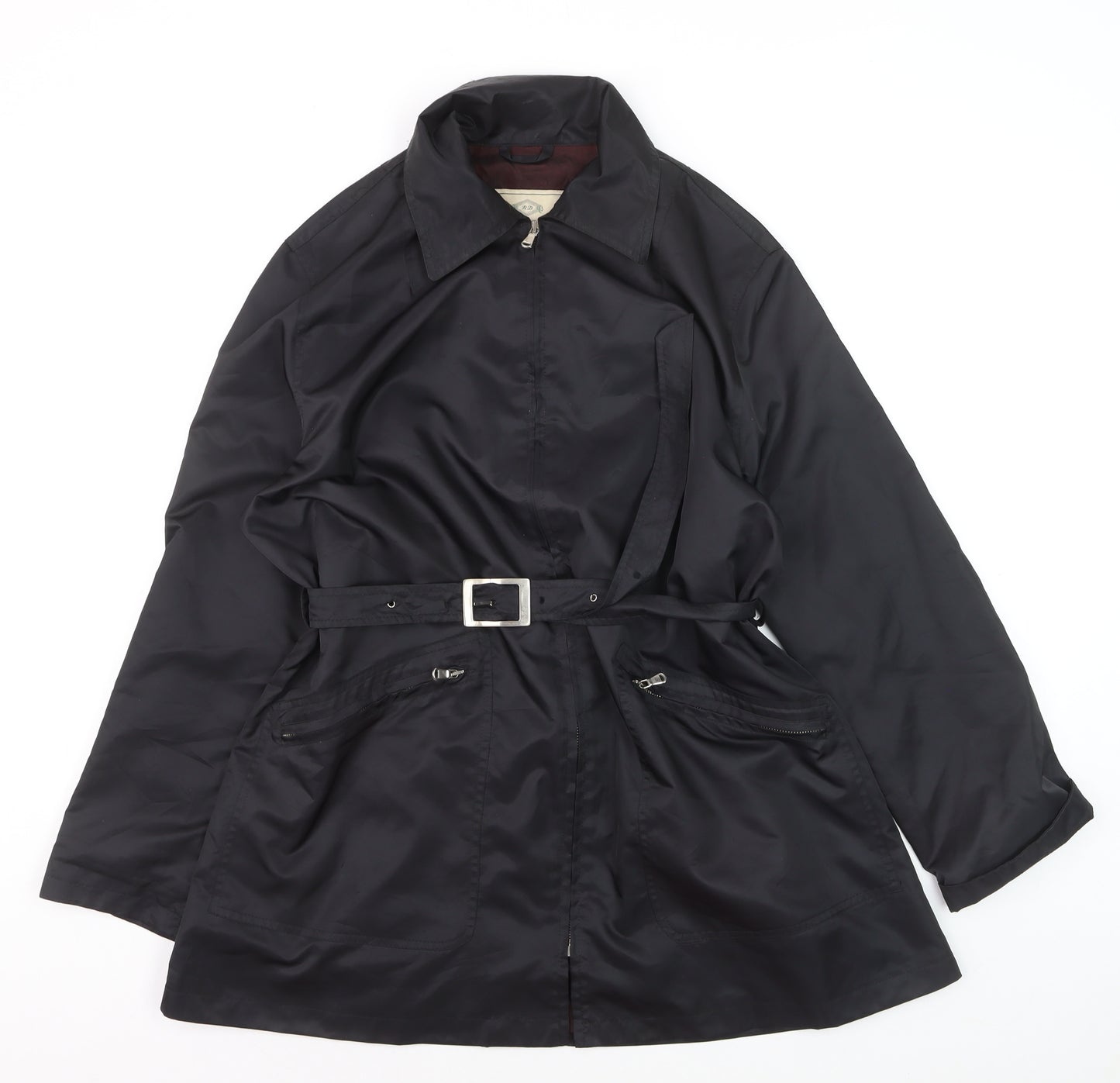 Ralph Dudley Women's Black Waterproof Belted Rain Coat Size 16