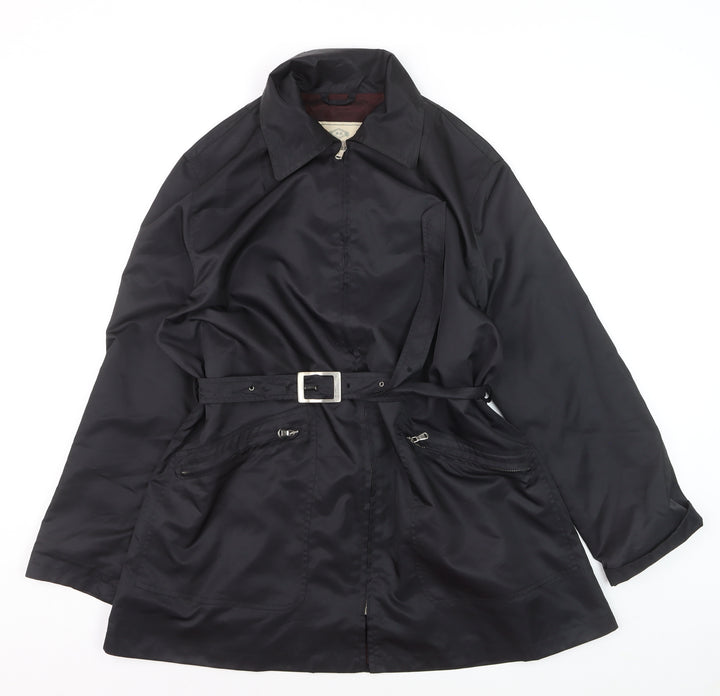Ralph Dudley Women's Black Waterproof Belted Rain Coat Size 16