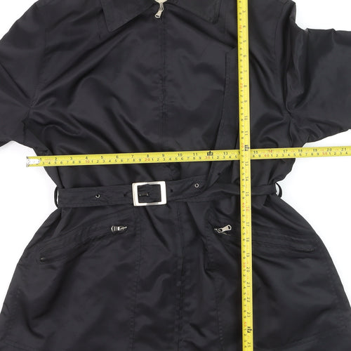 Ralph Dudley Women's Black Waterproof Belted Rain Coat Size 16