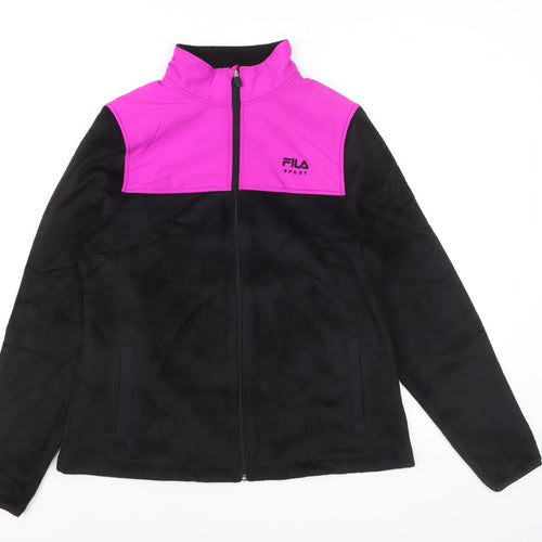 Fila Sport Women's Black Pink Full Zip Fleece Sweatshirt M
