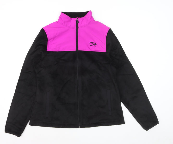 Fila Sport Women's Black Pink Full Zip Fleece Sweatshirt M