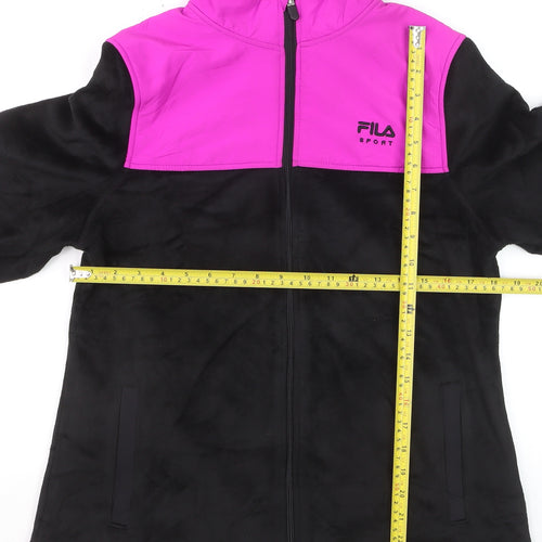 Fila Sport Women's Black Pink Full Zip Fleece Sweatshirt M