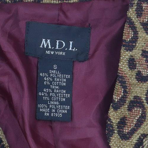 MDL New York Women Red Floral Brocade Jacket Size S Classic Fit