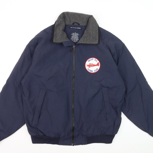 Devon & Jones Men's Blue Bomber Jacket M Nylon Lined Casual Outerwear