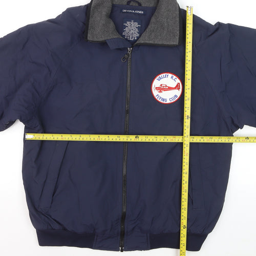 Devon & Jones Men's Blue Bomber Jacket M Nylon Lined Casual Outerwear