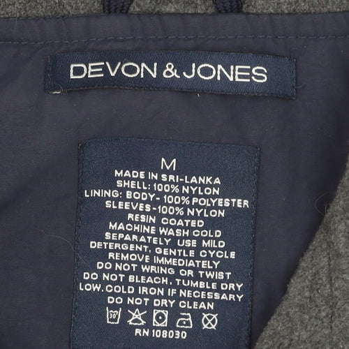 Devon & Jones Men's Blue Bomber Jacket M Nylon Lined Casual Outerwear