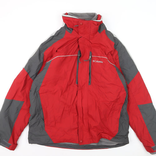 Columbia Men's Red Grey L Interchange 3-in-1 Waterproof Jacket