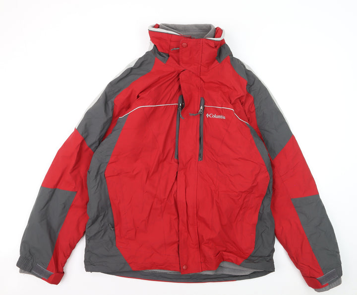 Columbia Men's Red Grey L Interchange 3-in-1 Waterproof Jacket