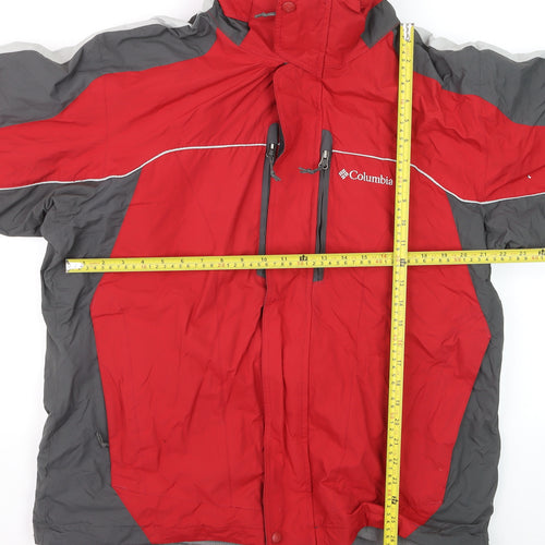 Columbia Men's Red Grey L Interchange 3-in-1 Waterproof Jacket