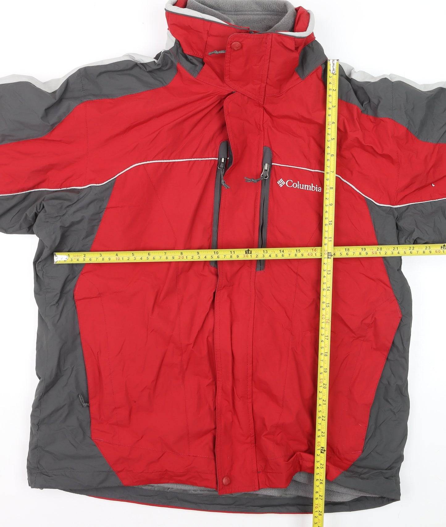 Columbia Men's Red Grey L Interchange 3-in-1 Waterproof Jacket