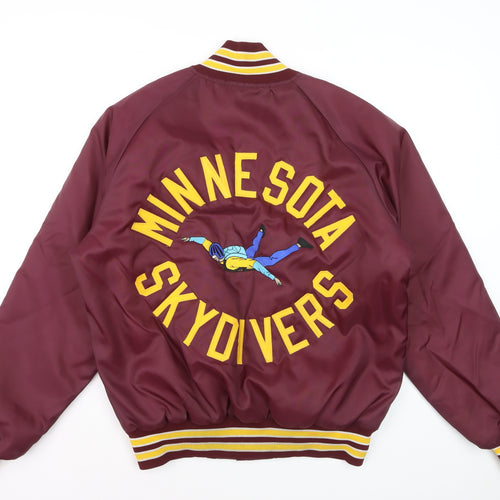 Butwin Women Burgundy Varsity Jacket M Embroidered Minnesota Skydivers