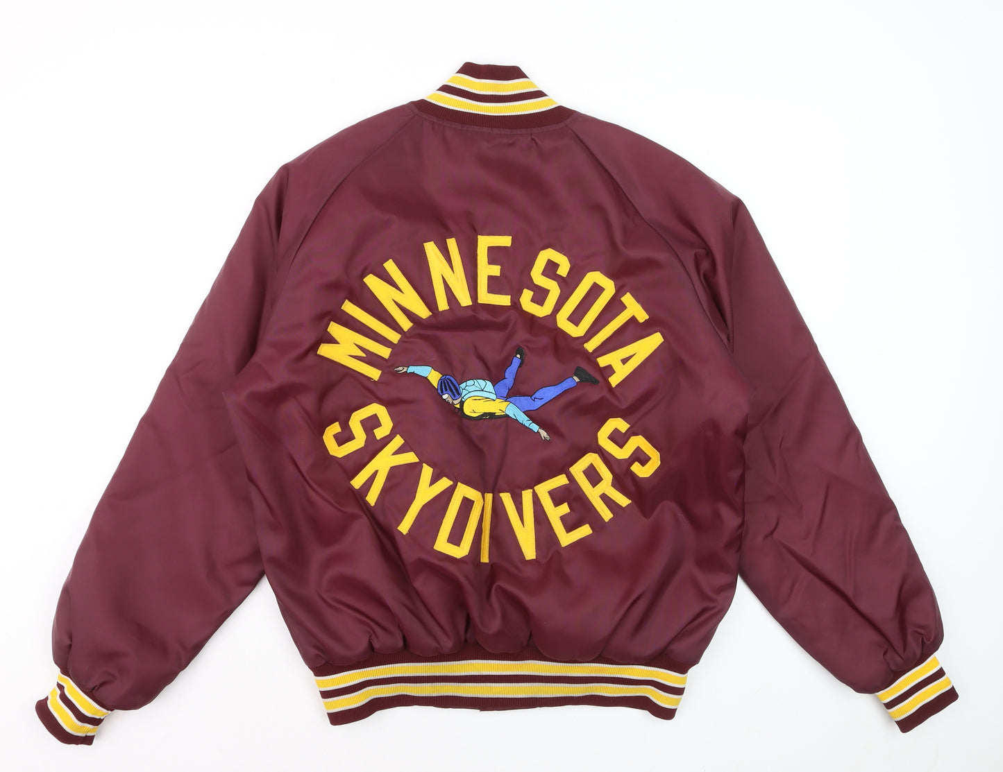 Butwin Women Burgundy Varsity Jacket M Embroidered Minnesota Skydivers
