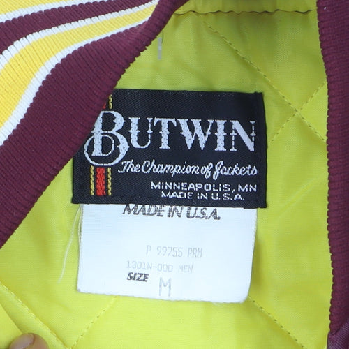 Butwin Women Burgundy Varsity Jacket M Embroidered Minnesota Skydivers