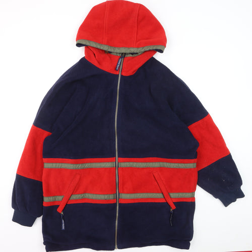 Denver Hayes Men’s Blue Red Full Zip Fleece Hoodie Size L