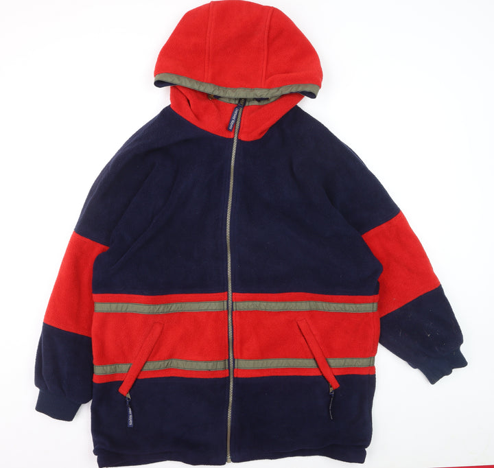Denver Hayes Men’s Blue Red Full Zip Fleece Hoodie Size L