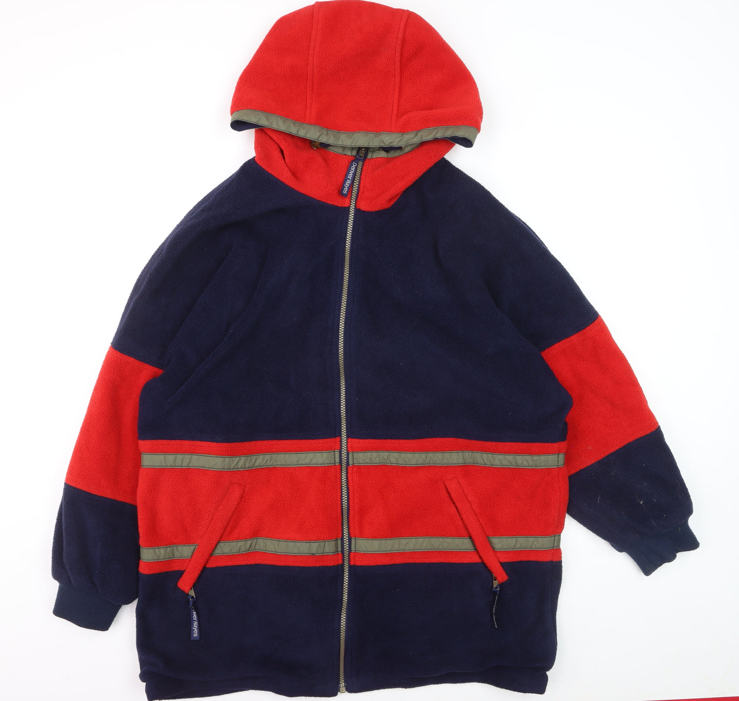 Denver Hayes Men’s Blue Red Full Zip Fleece Hoodie Size L