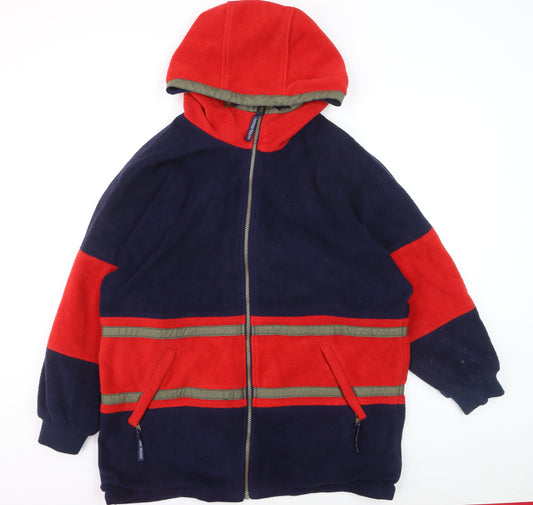 Denver Hayes Men’s Blue Red Full Zip Fleece Hoodie Size L