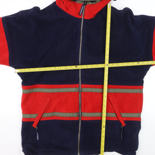 Denver Hayes Men’s Blue Red Full Zip Fleece Hoodie Size L