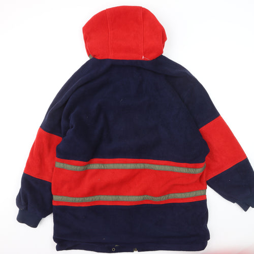 Denver Hayes Men’s Blue Red Full Zip Fleece Hoodie Size L