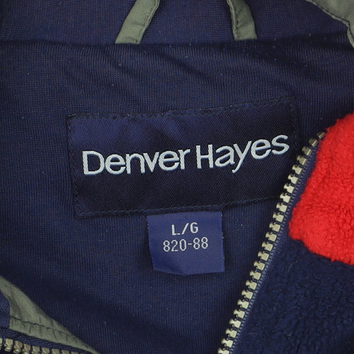 Denver Hayes Men’s Blue Red Full Zip Fleece Hoodie Size L