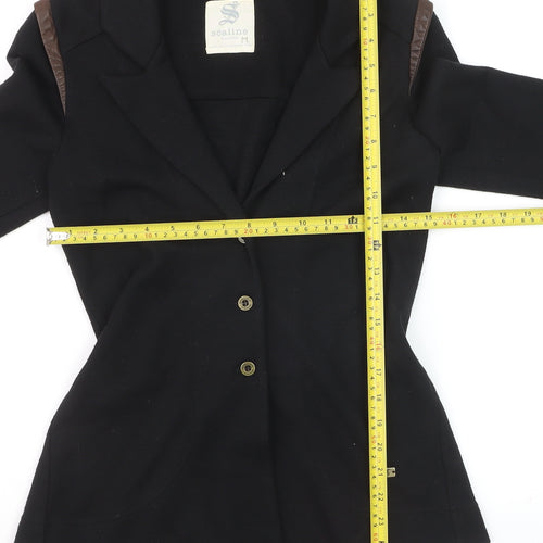 Scaline London Women's Black Wool Blend Tailored Three-Button Blazer M