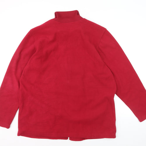 Blair Women's Red Embroidered Fleece Zip Jacket Size L