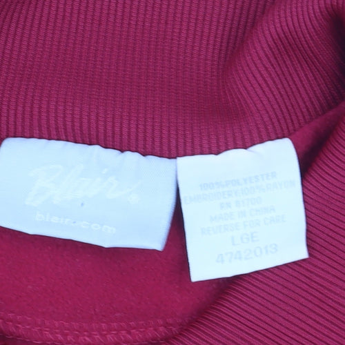 Blair Women's Red Embroidered Fleece Zip Jacket Size L