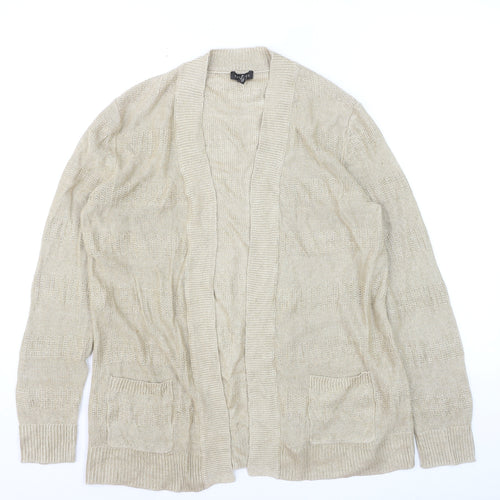 Talbots Women's Beige Open Knit Long Sleeve Cardigan M