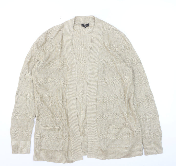 Talbots Women's Beige Open Knit Long Sleeve Cardigan M