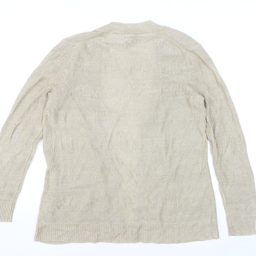 Talbots Women's Beige Open Knit Long Sleeve Cardigan M