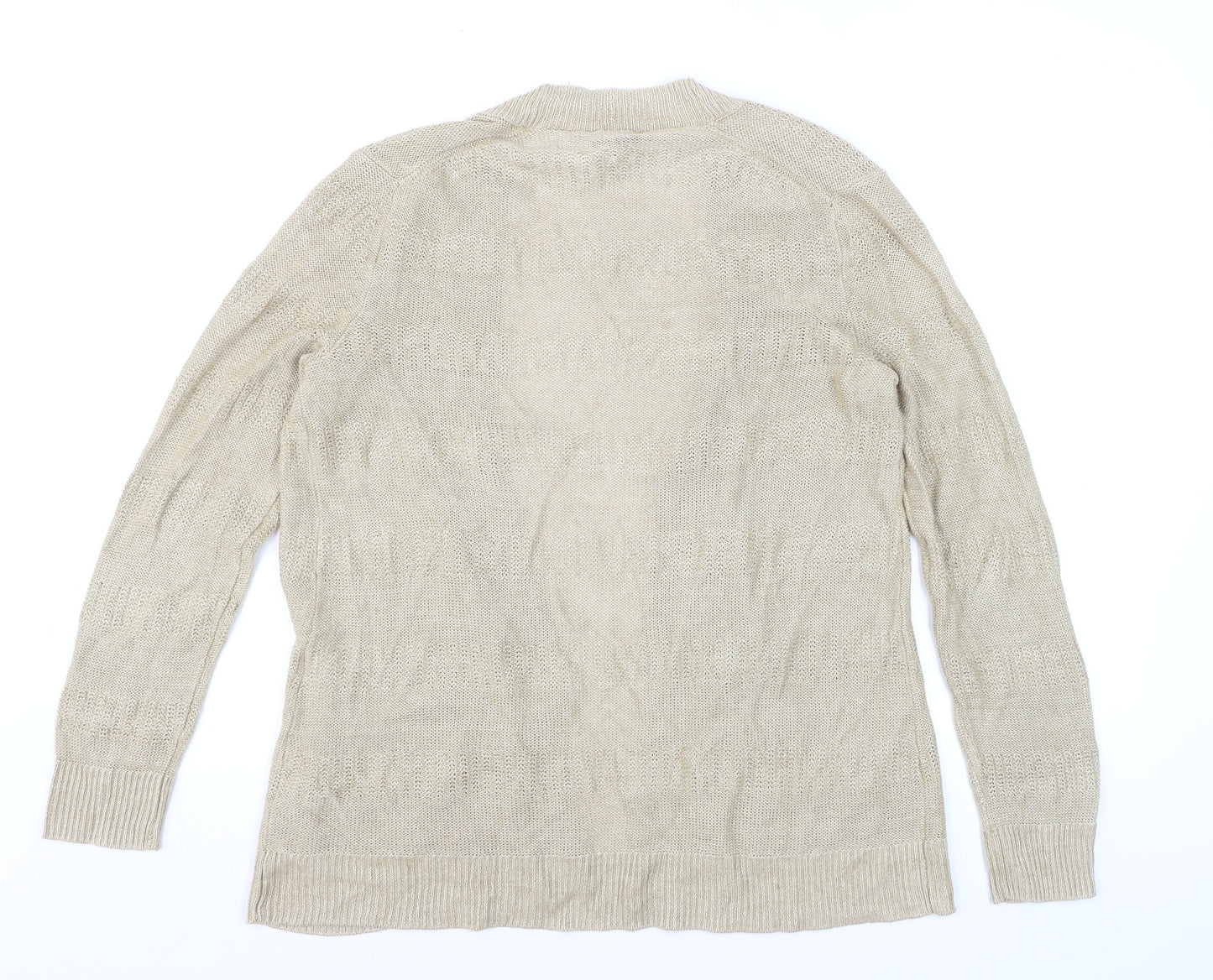 Talbots Women's Beige Open Knit Long Sleeve Cardigan M