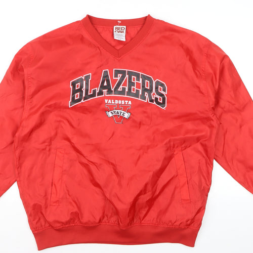 Red Oak Mens Red V-Neck Pullover Sweatshirt L College Sports Style