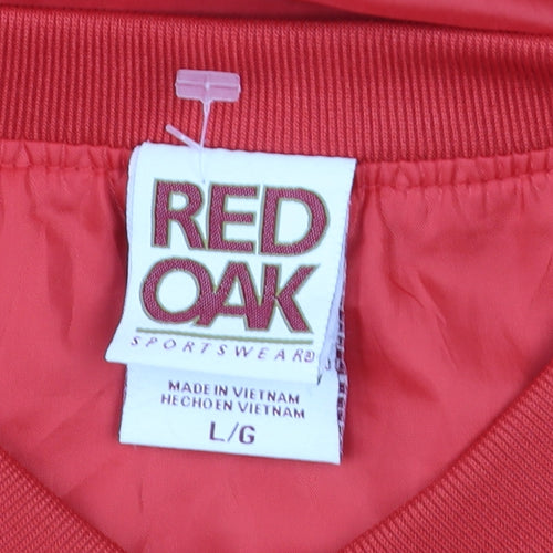 Red Oak Mens Red V-Neck Pullover Sweatshirt L College Sports Style