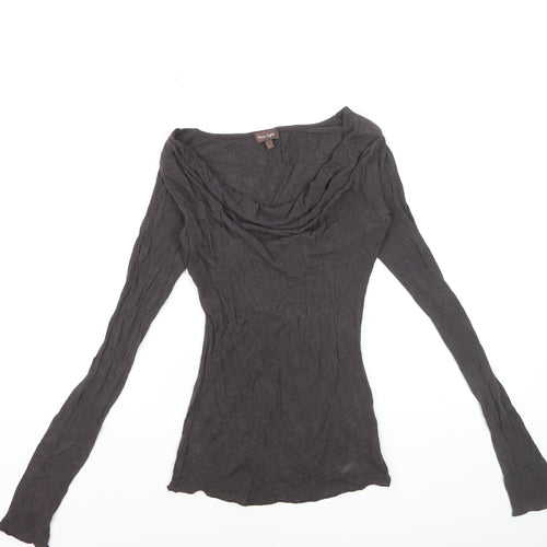 Phase Eight Women's Black Cowl Neck Long Sleeve Slim Fit Top Size L