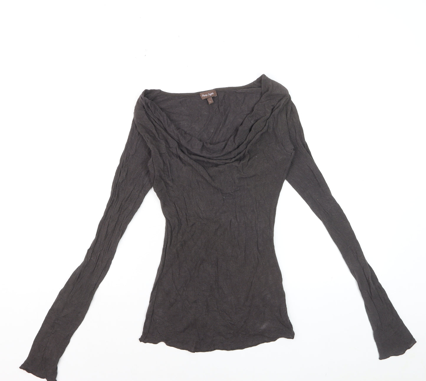 Phase Eight Women's Black Cowl Neck Long Sleeve Slim Fit Top Size L