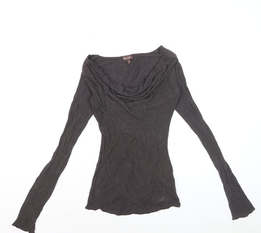Phase Eight Women's Black Cowl Neck Long Sleeve Slim Fit Top Size L
