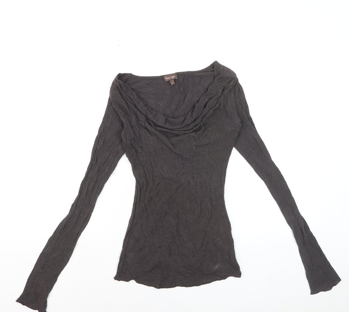 Phase Eight Women's Black Cowl Neck Long Sleeve Slim Fit Top Size L