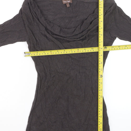 Phase Eight Women's Black Cowl Neck Long Sleeve Slim Fit Top Size L