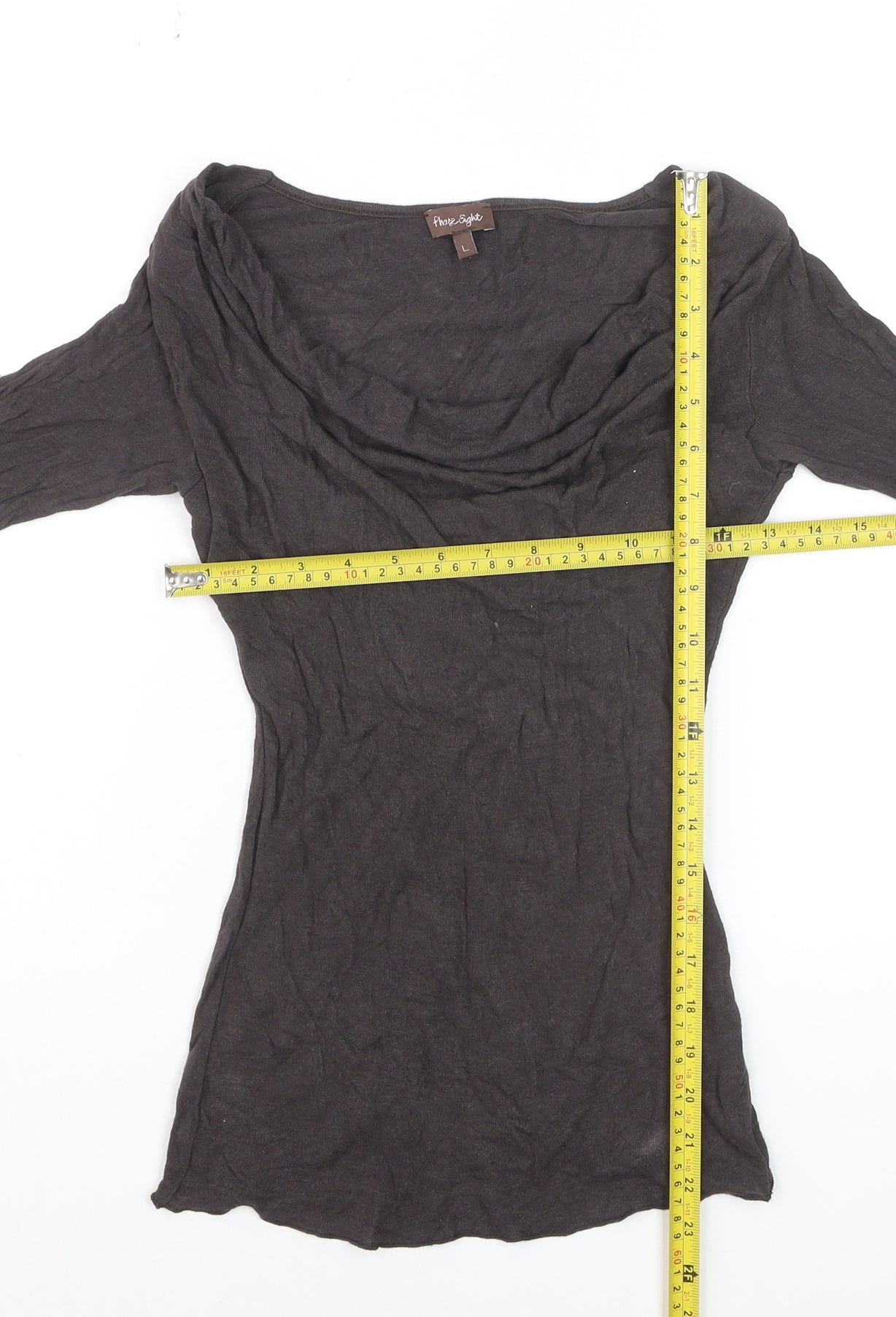 Phase Eight Women's Black Cowl Neck Long Sleeve Slim Fit Top Size L