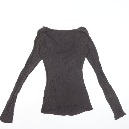 Phase Eight Women's Black Cowl Neck Long Sleeve Slim Fit Top Size L