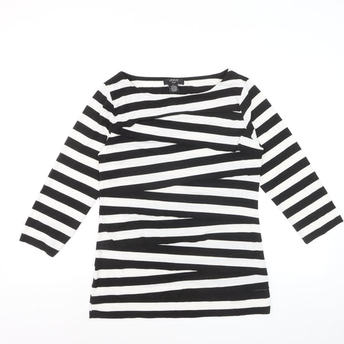 Verve Ami Women's Black & White Striped Boat Neck 3/4 Sleeve Top Size M