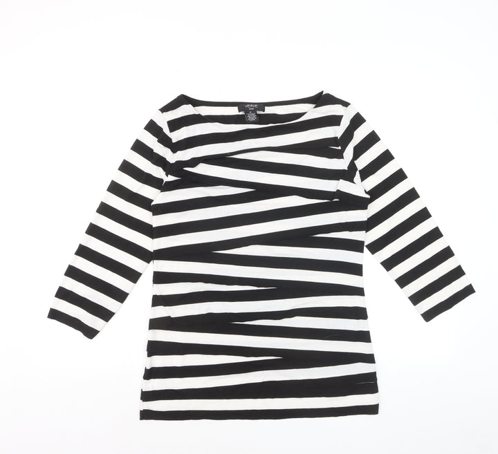 Verve Ami Women's Black & White Striped Boat Neck 3/4 Sleeve Top Size M