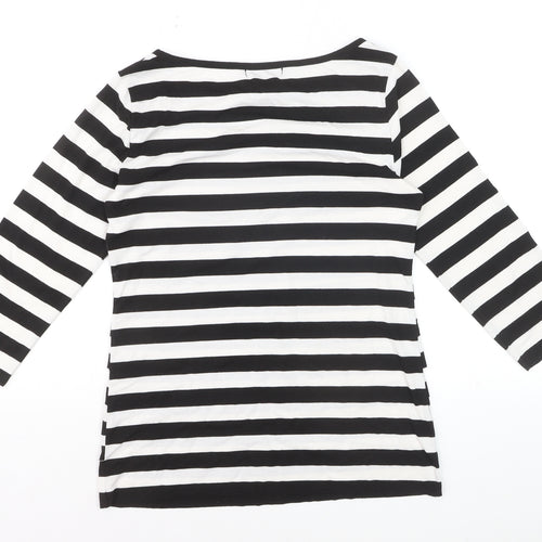 Verve Ami Women's Black & White Striped Boat Neck 3/4 Sleeve Top Size M