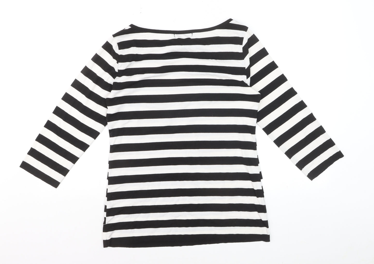 Verve Ami Women's Black & White Striped Boat Neck 3/4 Sleeve Top Size M