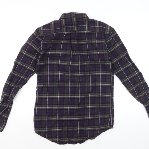 Farah Men's Purple Check Slim Fit Long Sleeve Cotton Shirt Size S